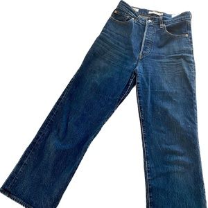 Size 28 Levis Ribcage Straight Button Fly jeans Rigid 27 crop wide